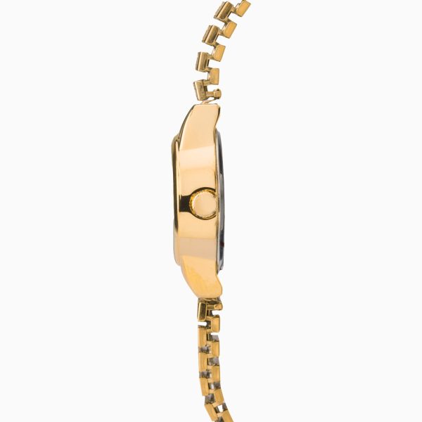 Classic Ladies Watch  –  Gold Alloy Case & Stainless Steel Expander Bracelet with Green Dial 3