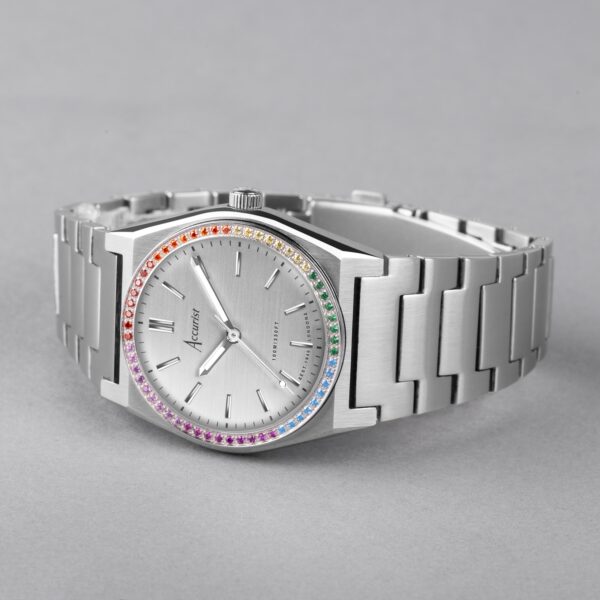 Accurist Origin Ladies Watch – Rainbow Stone Set Case & Stainless Steel Bracelet with Silver Dial 2