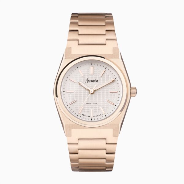 Accurist Origin Ladies Watch – Rose Gold Case & Stainless Steel Bracelet with White Dial