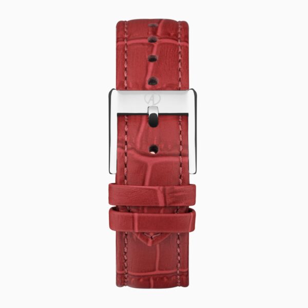 Accurist Rectangle Ladies Watch – Silver Case & Red Leather Strap with White Dial 3