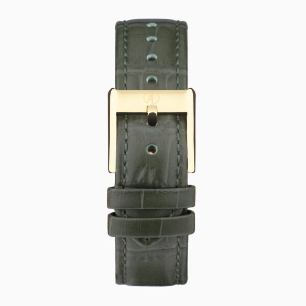 Accurist Rectangle Ladies Watch – Gold Case & Green Leather Strap with White Dial 3