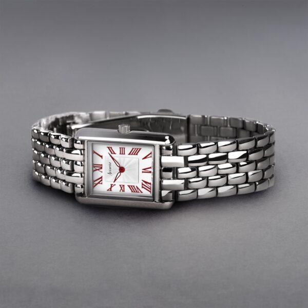 Accurist Rectangle Ladies Watch – Silver Case & Stainless Steel Bracelet with White Dial 2