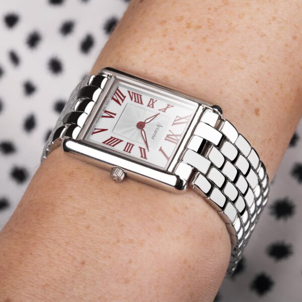 Accurist Rectangle Ladies Watch – Silver Case & Stainless Steel Bracelet with White Dial 4