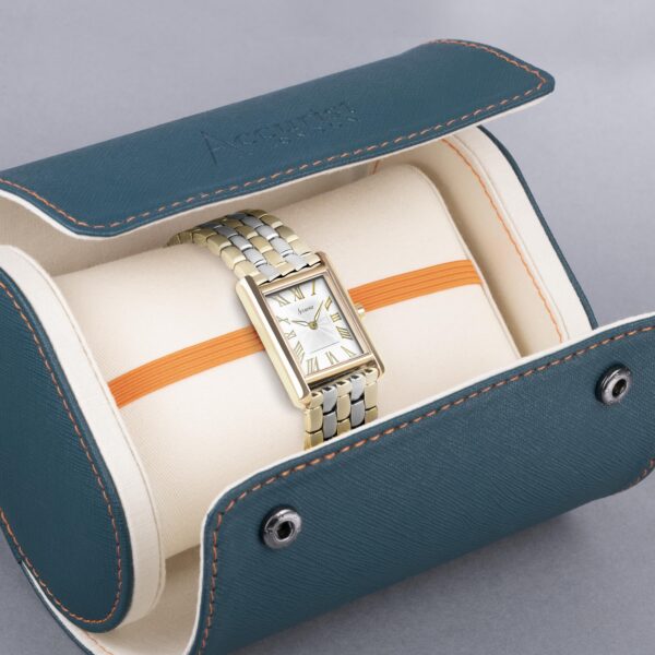 Accurist Rectangle Ladies Watch – Gold Case & Two Tone Stainless Steel Bracelet with White Dial 7