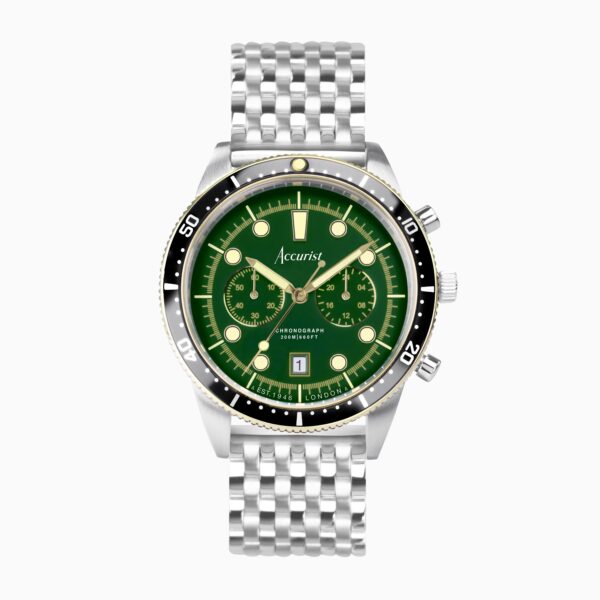 Accurist Dive Men’s Chronograph Watch – Two Tone Case & Stainless Steel Bracelet with Samphire Green Dial