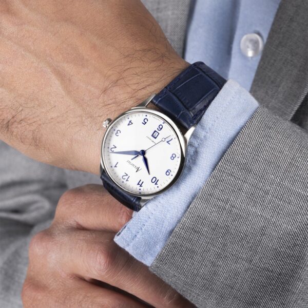 Accurist Classic Men’s Watch – Silver Case & Blue Leather Strap with White Dial 3