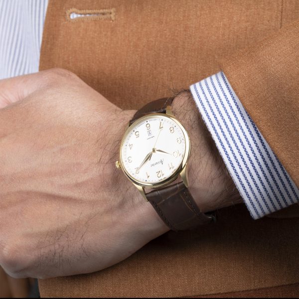 Accurist Classic Men’s Watch – Gold Case & Brown Leather Strap with White Dial 3
