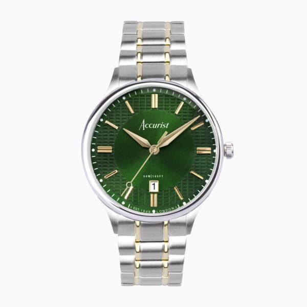 Accurist Classic Men’s Watch – Silver Case & Two Tone Stainless Steel Bracelet with Lawn Green Dial