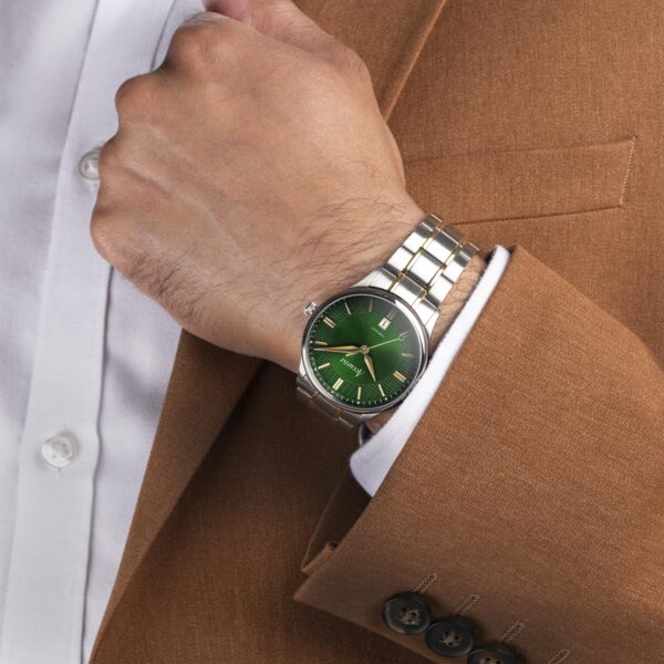 Accurist Classic Men’s Watch – Silver Case & Two Tone Stainless Steel Bracelet with Lawn Green Dial 4