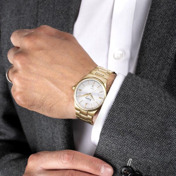 Accurist Classic Men’s Watch – Gold Case & Stainless Steel Bracelet with Silver Dial 4