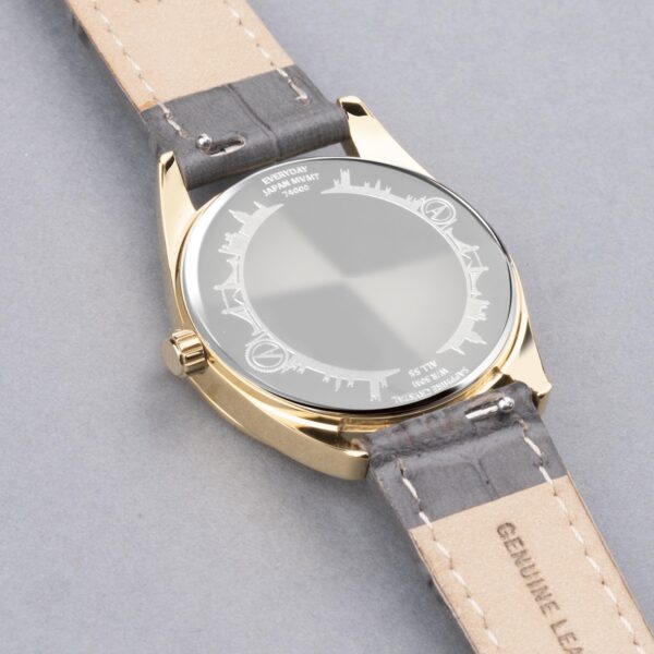 Accurist Everyday Ladies Watch – Gold Case & Grey Leather Strap with White Dial 5