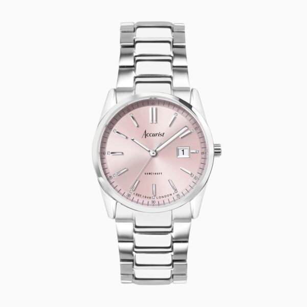 Accurist Everyday Ladies Watch – Silver Case & Stainless Steel Bracelet with Peony Pink Dial