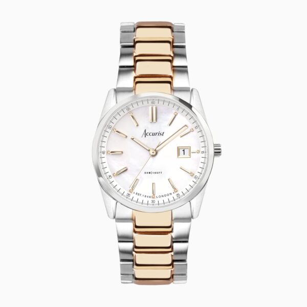 Accurist Everyday Ladies Watch – Silver Case & Two Tone Bracelet with White Dial