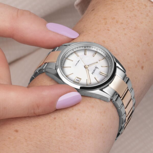 Accurist Everyday Ladies Watch – Silver Case & Two Tone Bracelet with White Dial 3