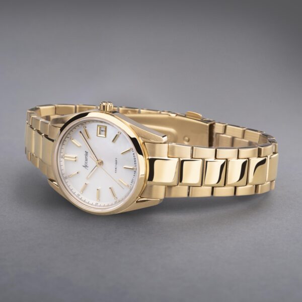 Accurist Everyday Ladies Watch – Gold Case & Stainless Steel Bracelet with White Dial 2