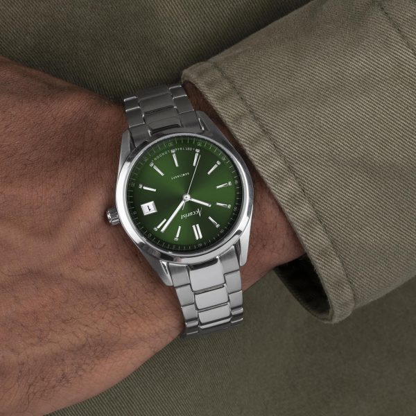 Accurist Everyday Unisex Watch – Silver Case & Stainless Steel Bracelet With Forest Green Dial 3