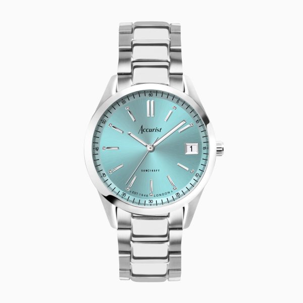 Accurist Everyday Unisex Watch – Silver Case & Stainless Steel Bracelet with Cambridge Blue Dial