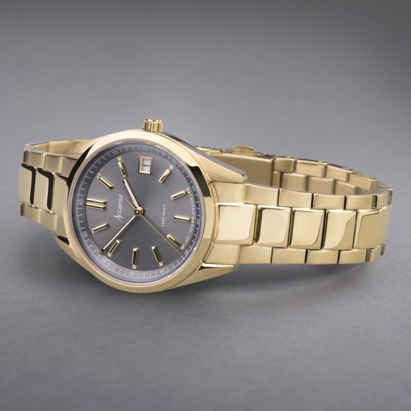 Accurist Everyday Unisex Watch – Gold Case & Stainless Steel Bracelet with Grey Dial 2