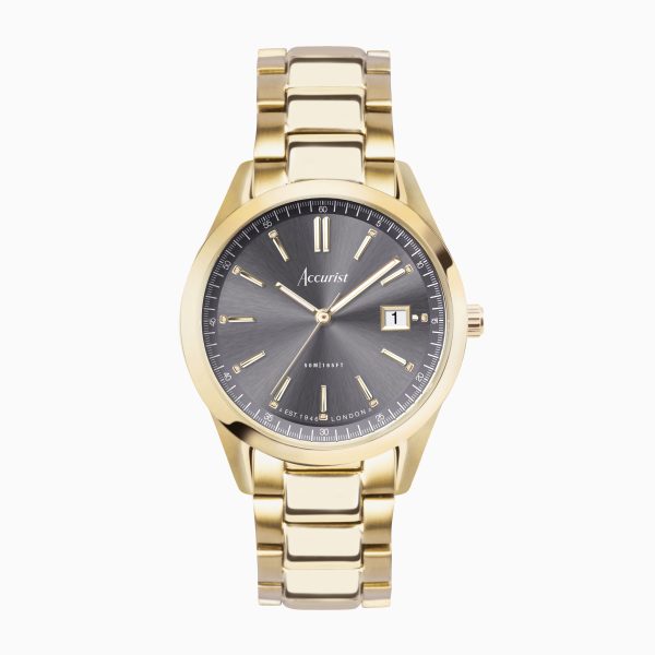 Accurist Everyday Unisex Watch – Gold Case & Stainless Steel Bracelet with Grey Dial