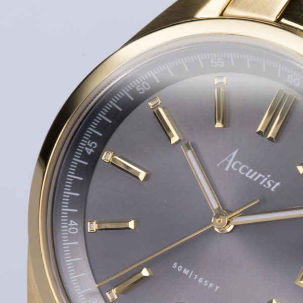 Accurist Everyday Unisex Watch – Gold Case & Stainless Steel Bracelet with Grey Dial 9