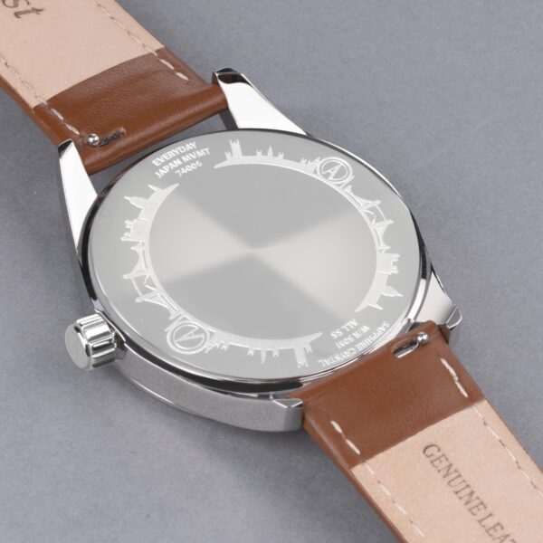 Accurist Everyday Men’s Watch – Silver Case & Brown Leather Strap with White Dial 6