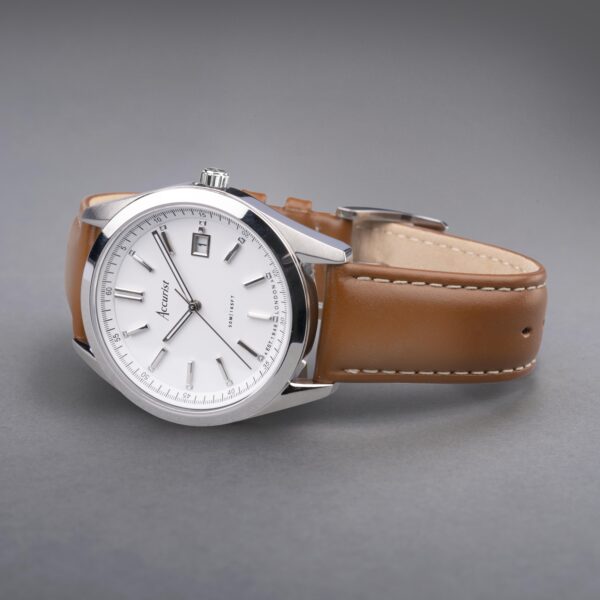 Accurist Everyday Men’s Watch – Silver Case & Brown Leather Strap with White Dial 2