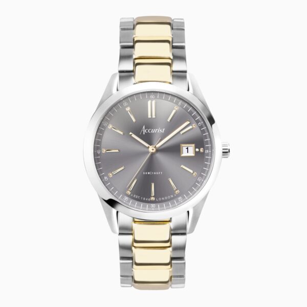 Accurist Everyday Men’s Watch – Silver Case & Two Tone Stainless Steel Bracelet with Grey Dial