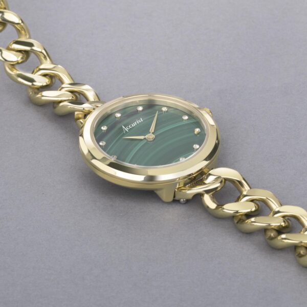 Accurist Jewellery Ladies Watch – Gold Case & Stainless Steel Bracelet with Green Malachite Dial 2