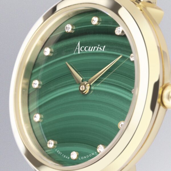 Accurist Jewellery Ladies Watch – Gold Case & Stainless Steel Bracelet with Green Malachite Dial 9