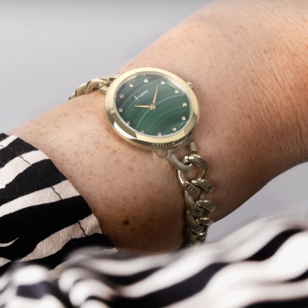 Accurist Jewellery Ladies Watch – Gold Case & Stainless Steel Bracelet with Green Malachite Dial 4