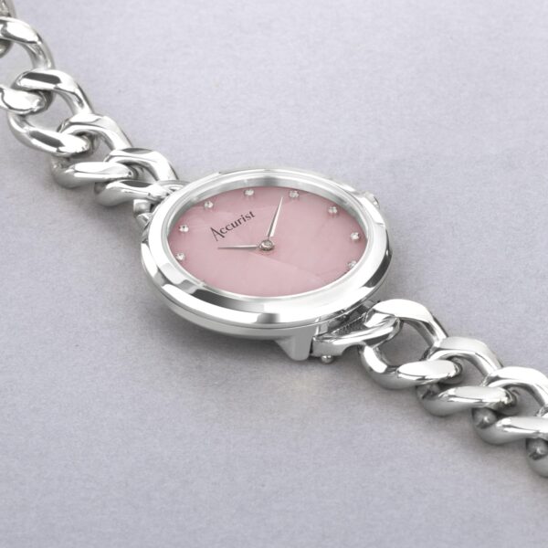 Accurist Jewellery Ladies Watch – Silver Case & Stainless Steel Bracelet with Rose Quartz Dial 2