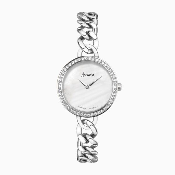 Accurist Jewellery Ladies Watch – Silver Case & Stainless Steel Bracelet with White Dial