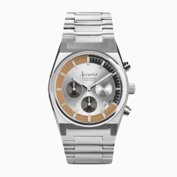 Accurist Origin Men’s Chronograph Watch – Silver Case & Stainless Steel Bracelet with Silver Dial
