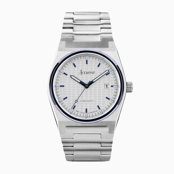 Accurist Origin Men’s Watch – Silver Case & Stainless Steel Bracelet with White Dial