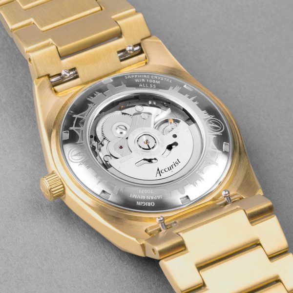 Accurist Origin Automatic Men’s Watch – Gold Stainless Steel Case & Bracelet with White Dial 4