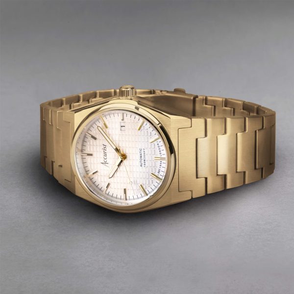 Accurist Origin Automatic Men’s Watch – Gold Stainless Steel Case & Bracelet with White Dial 2