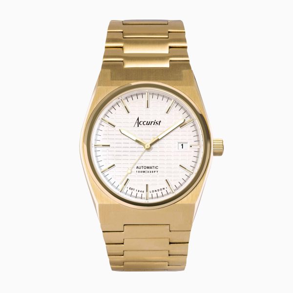 Accurist Origin Automatic Men’s Watch – Gold Stainless Steel Case & Bracelet with White Dial