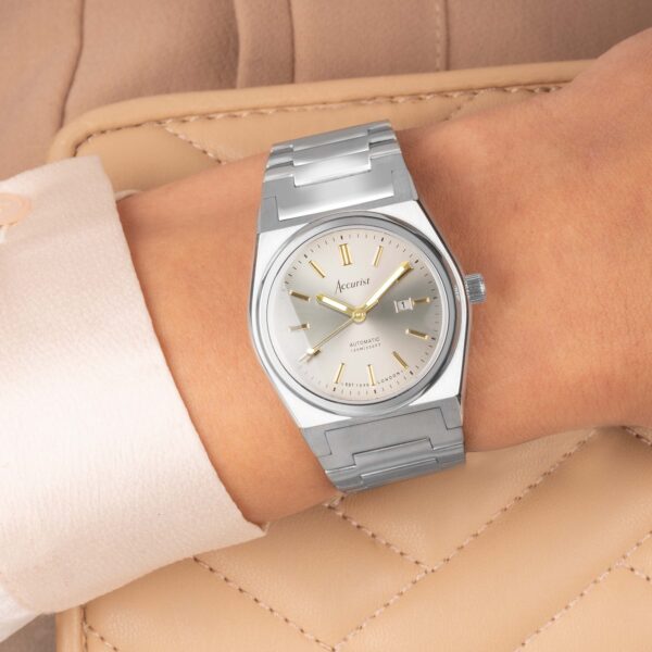 Accurist Origin Automatic Ladies Watch – Silver Stainless Steel Case & Bracelet with Champagne Dial 3