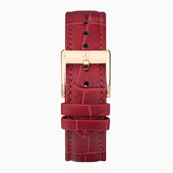 Accurist Rectangle Ladies Watch – Rose Gold Case & Burgundy Leather Strap with White Dial 7