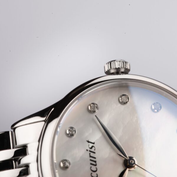 Accurist Dress Diamond Ladies Watch – Silver Stainless Steel Case & Bracelet with White Mother of Pearl Dial 9