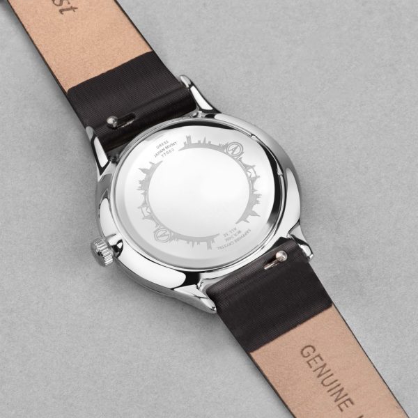 Accurist Dress Diamond Ladies Watch – Silver Stainless Steel Case & Black Leather Strap with White Mother of Pearl Dial 5
