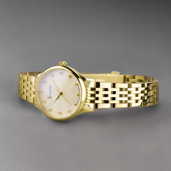 Accurist Dress Diamond Ladies Watch – Gold Stainless Steel Case & Bracelet with Champagne Dial 2