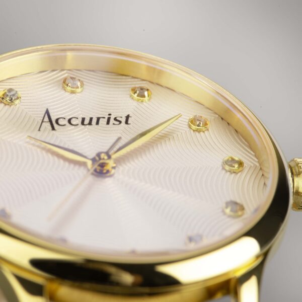 Accurist Dress Diamond Ladies Watch – Gold Stainless Steel Case & Bracelet with Champagne Dial 9