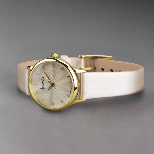 Accurist Dress Diamond Ladies Watch – Gold Stainless Steel Case & Cream Leather Strap with Champagne Dial 2
