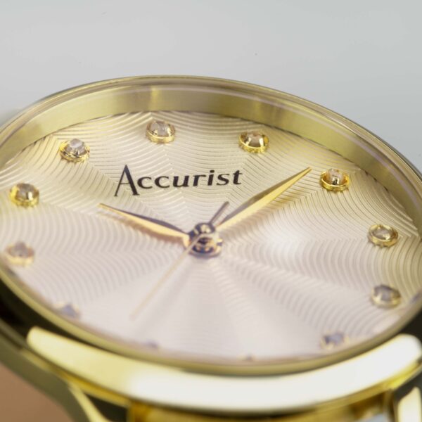 Accurist Dress Diamond Ladies Watch – Gold Stainless Steel Case & Cream Leather Strap with Champagne Dial 9