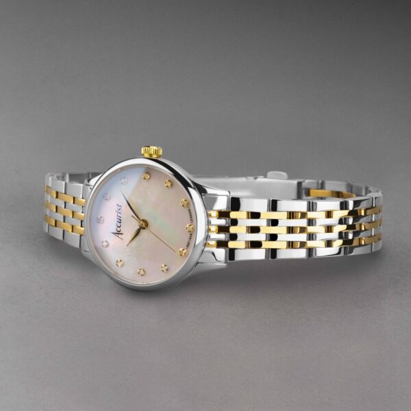 Accurist Dress Diamond Ladies Watch – Silver Stainless Steel Case & Two Tone Bracelet with White Mother of Pearl Dial 2