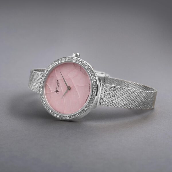 Accurist Jewellery Ladies Watch – Silver Case & Stainless Steel Bracelet with Rose Quartz Dial 2