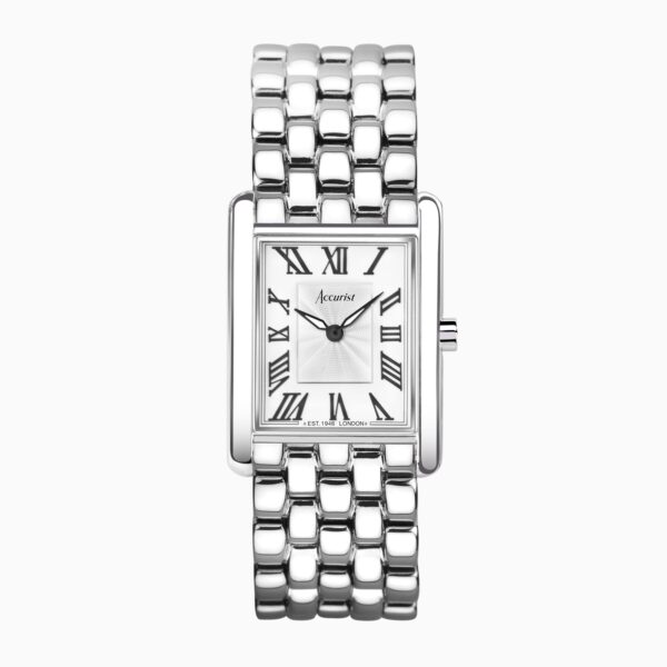 Accurist X Sarah Alexander Rectangle Ladies Watch Gift Set – Silver Stainless Steel Case & Bracelet with White Dial 7